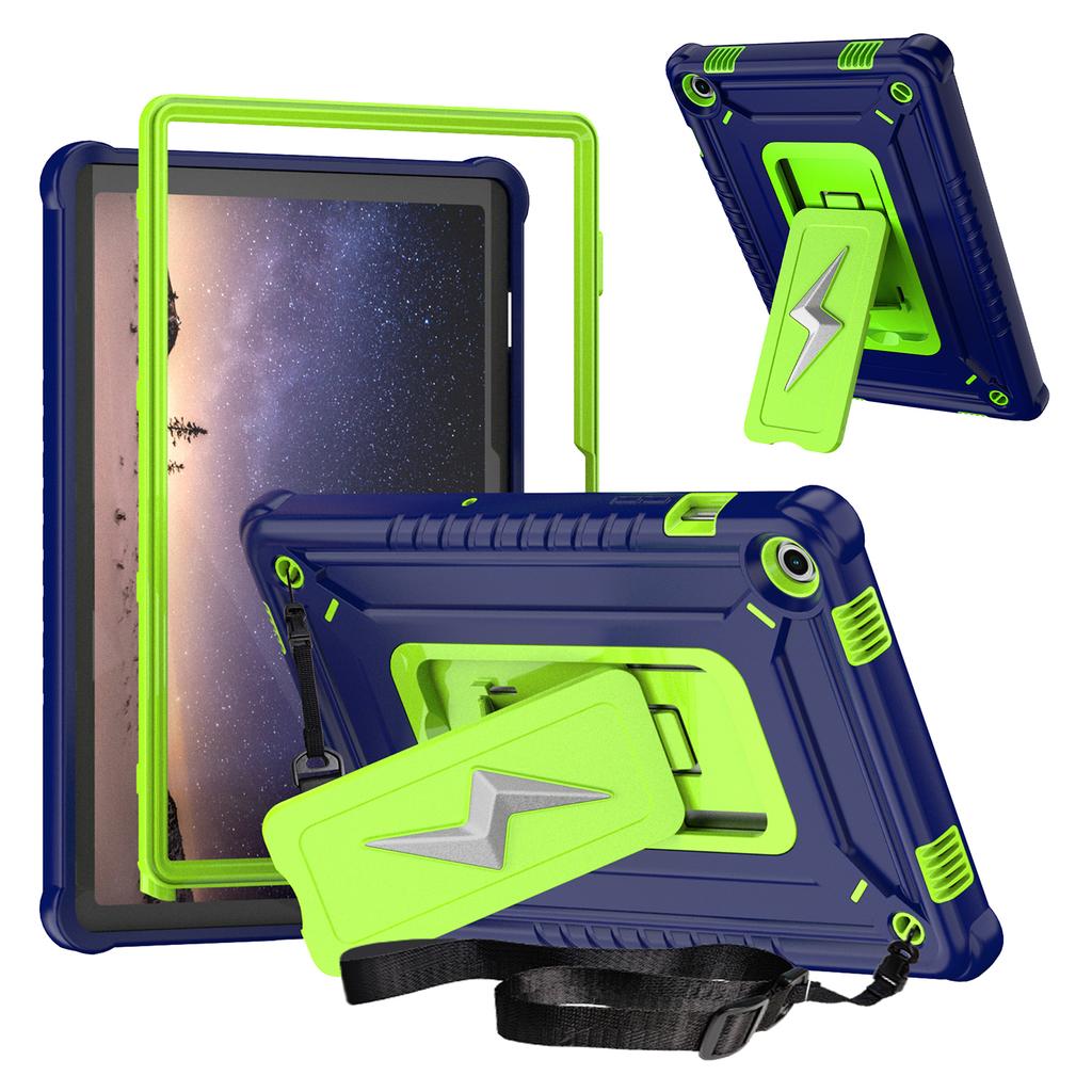 For Samsung Galaxy Tab A9+ Case Kickstand PC + Silicone Tablet Cover with Shoulder Strap
