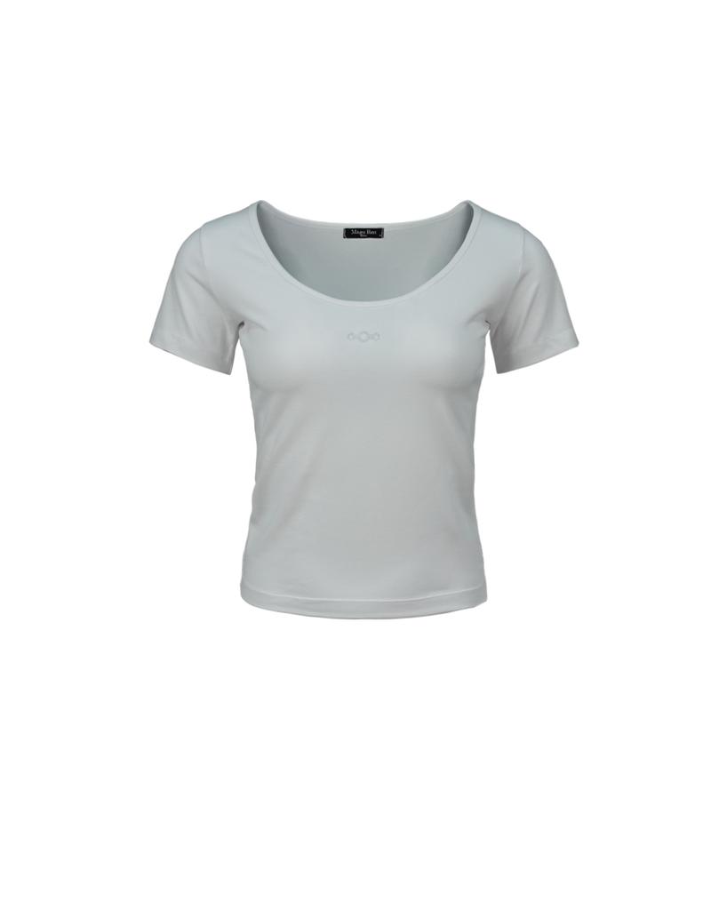 Maegolenseoul Tri-Eclipse Embroidered U-Neck T-Shirt Gray