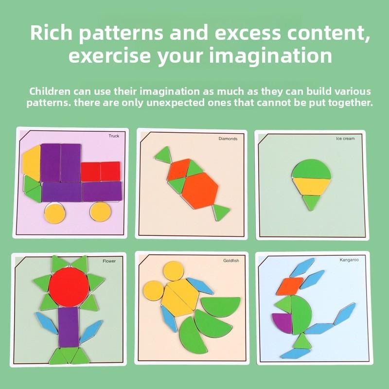 Magnetic Tangram Wooden Puzzle Toys 168 Pieces Early Childhood Gift Education