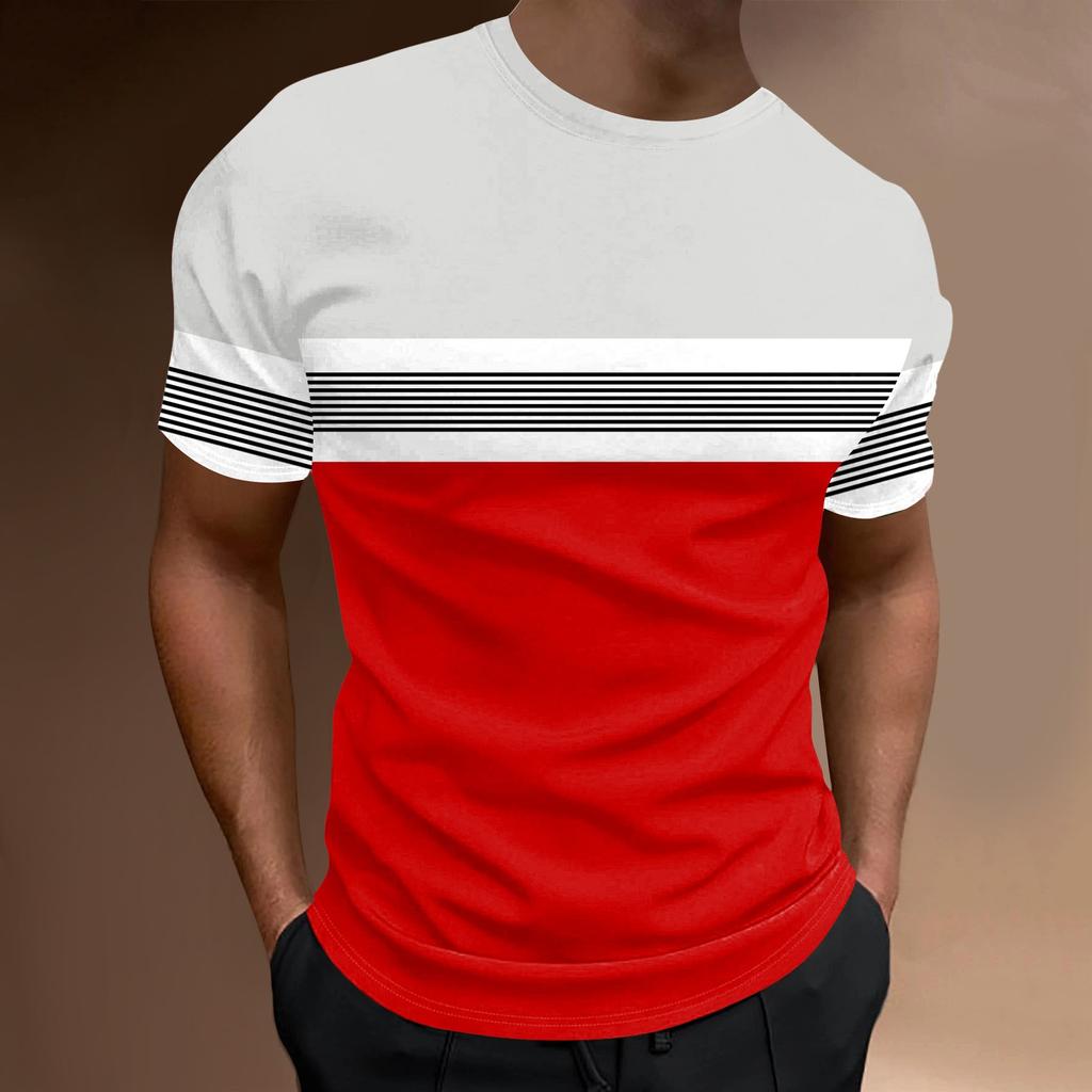 Luxury Brand T-Shirt 2024 Men'S Spring And Summer Leisure Sports Breathable Comfortable Beach Wind Stitched Stripe Color