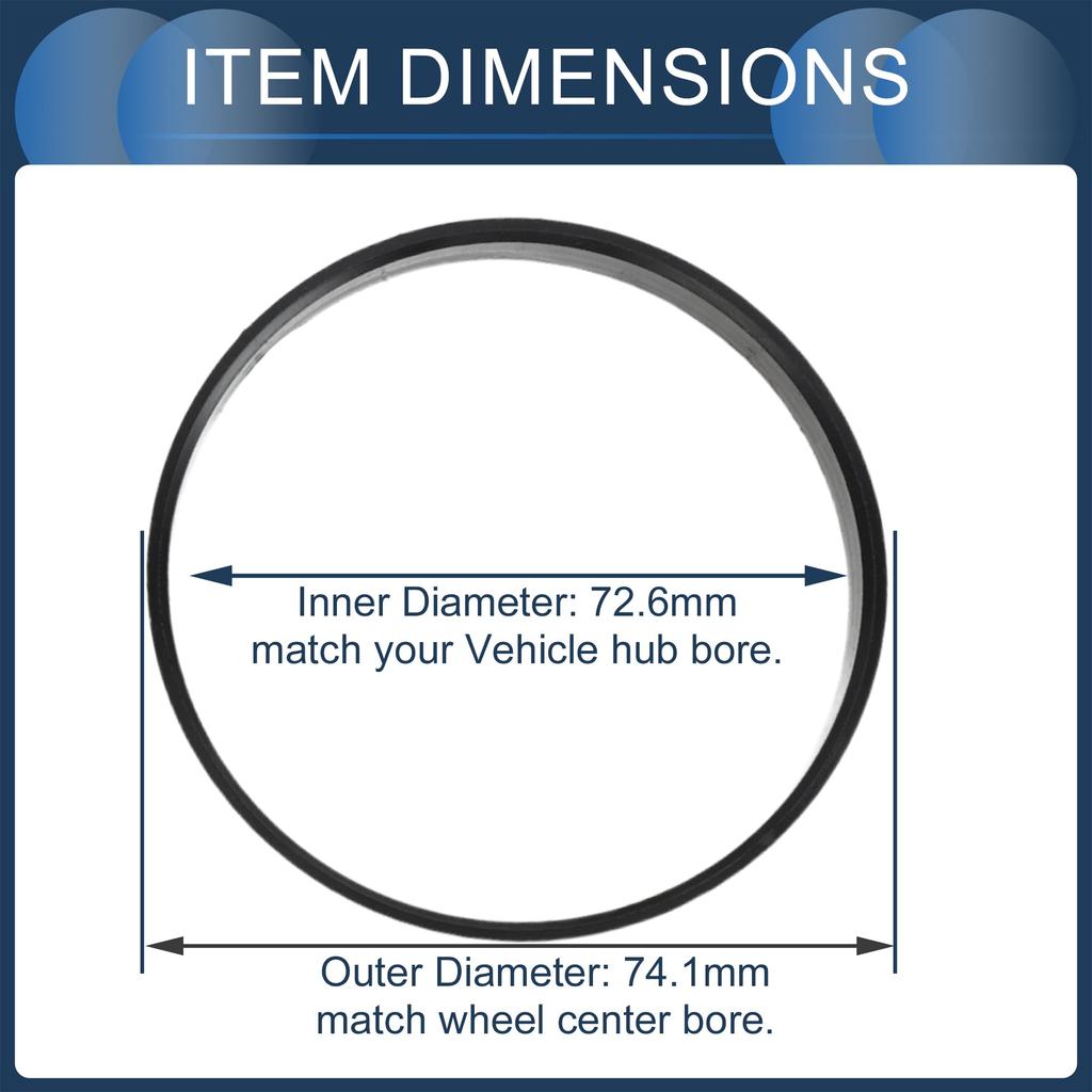INFINAUTO Hub Centric Ring 72.6mm ID 74.1mm OD Car Wheel Hub Ring ABS Plastic Black 4pcs