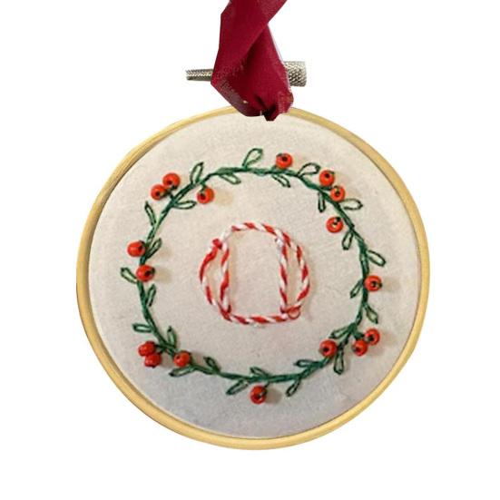 DIY Embroidered Christmas Ornaments Personalized Initial A–Z Monogram Embroidery Set Mini Handmade Christmas Embroidery