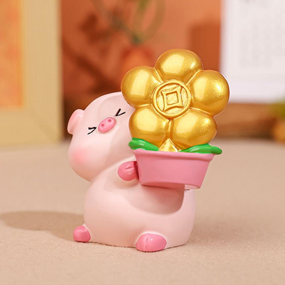 Chinese Style Blessing Pig Statue Fortune New Year Pig Figurine Lucky Pig Figurine  Party Supplies