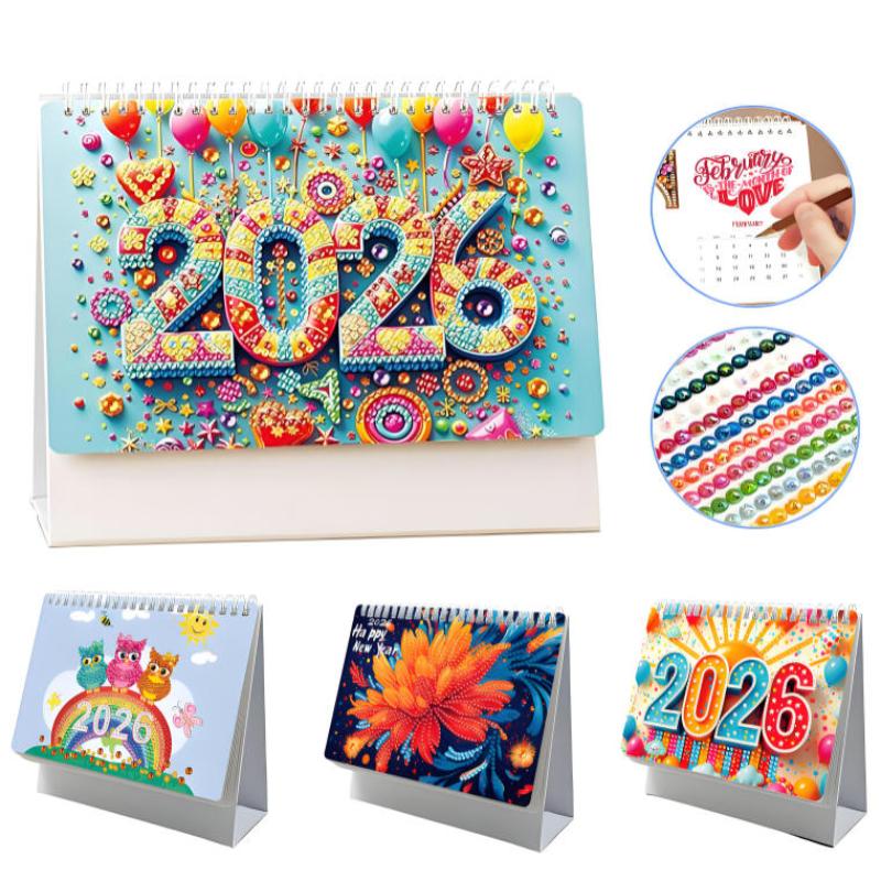 2026 Diamond Painting Calendar Monthly Calendar Different Patterns On Each Page DIY Diamond Painting Kit Desktop Ornament