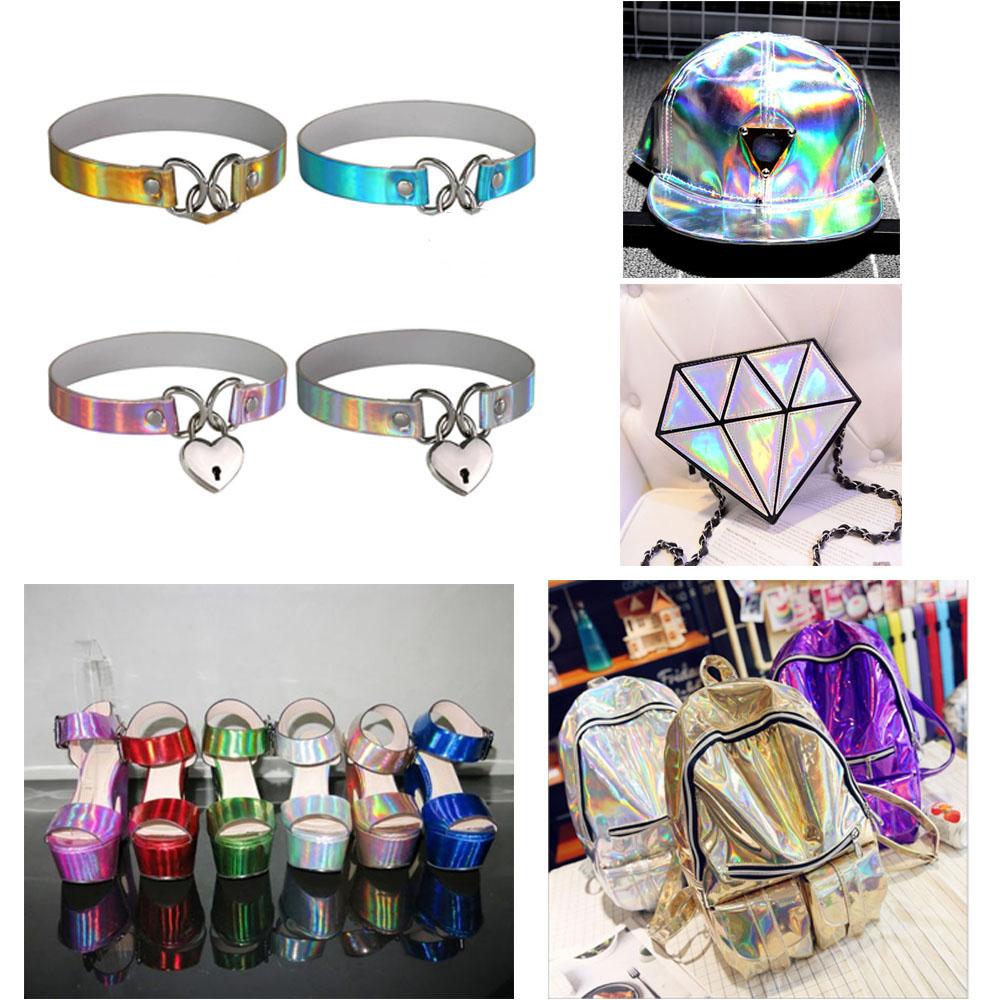A4 20*30cm Laser Hologram Iridescent Faux PU Leather Sewing Fabric For Bag Dress Craft Cloth DIY Bow Earring Material