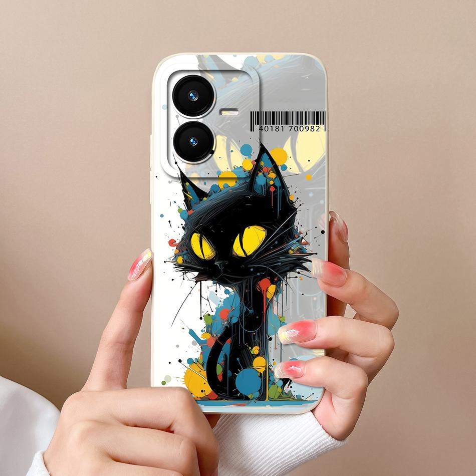 Case For Vivo Y22 Y22S Cover Camera Lens Protector For Vivo Y 22 Soft Liquid Silicone Cartoon Phone Back Covers For Women Man