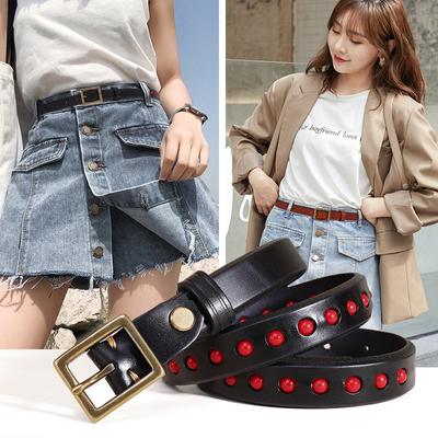 Damengürtel Damen Ins Style Fashion All-Match Trendy BF Style Retro Praktische Leder Dornschließe mit Jeansgürtel
