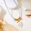Bohemian Turquoise Shell Pendant Necklace With Stainless Steel Chain For Summer Vacation Style