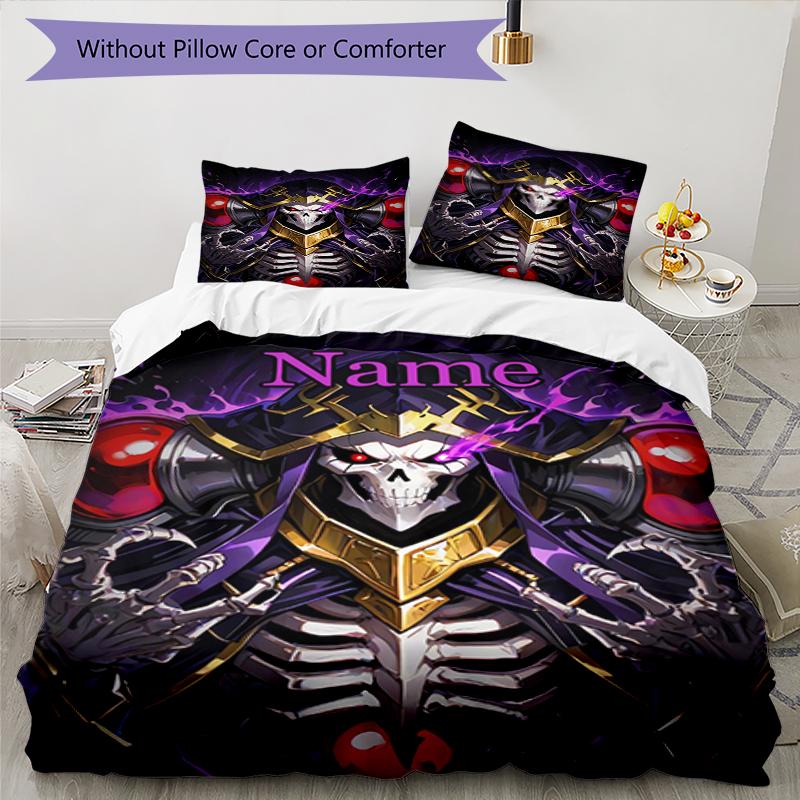 Set Biancheria da Letto Overlord Personalizzato con Nome 3 Pezzi Copripiumino Chiusura Include 1 Copripiumino e 2 Federe, Morbido e Confortevole per Tutte le Stagioni.