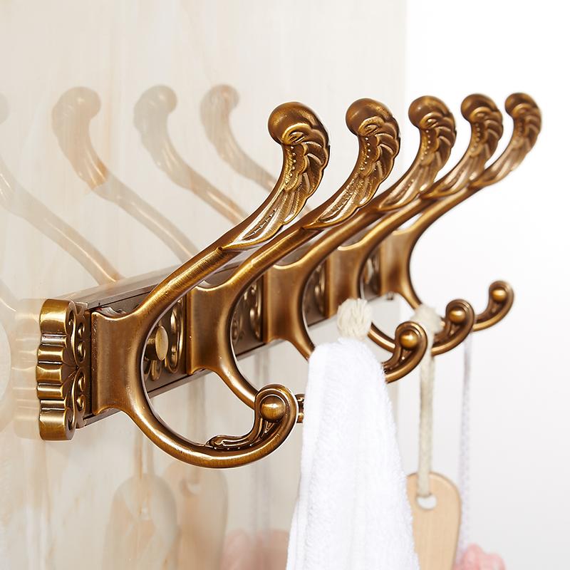 Tuqiu Antique Bronze Robe Hook Clothes Hook Carved Towel Hanger Aluminum Bathroom Hardware Kitchen Hook Bathroom Accessories