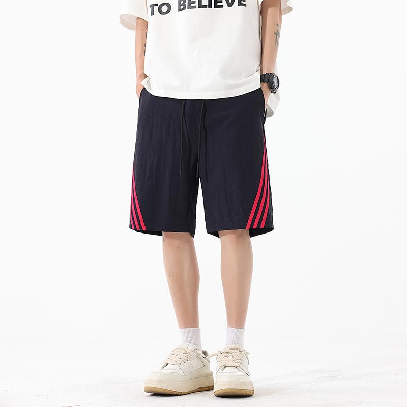 Pruhované rychleschnoucí šortky Pánské pěticetimetrové kalhoty Letní volné ležérní Plážové sportovní kalhoty