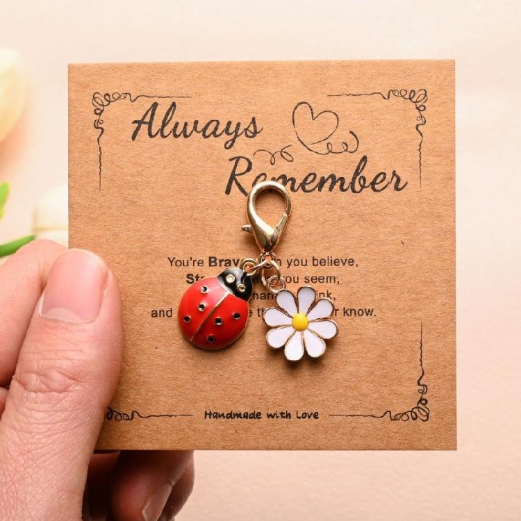 10pcs Ladybird Keychain With Daisy Accent Zinc Alloy Cute Animal Flower Theme Key Ring Pendant Accessories