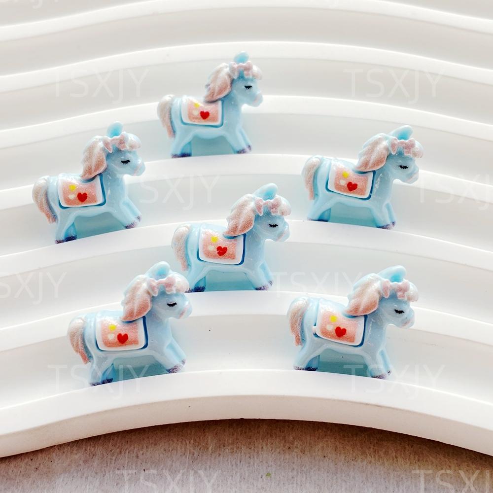 20pcs Mix Mini Colored Cartoon Unicorn Horse Nail Art Flatback Stone Figurines Scrapbook Charm DIY Jewelry Decor Crafts