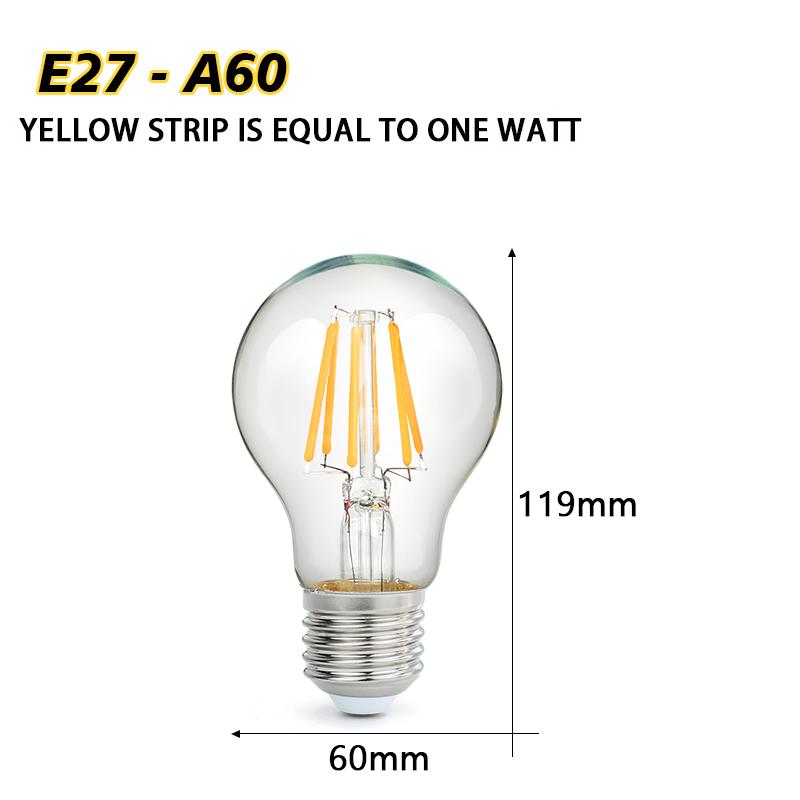 Bombiilas Filament LED Light Bulb Candle Light Glass Bulb Lampara LED Lamp Lighting Bedroom Warm Light E27 220V 240V ST64 A60 T45 G45 G80 G95