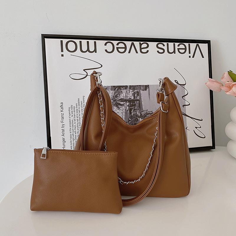

Women s bag urban simple and fashionable 2-piece set retro portable shoulder messenger bag bag світло-коричневого кольору