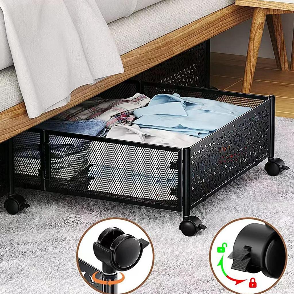 Storage Container with Wheels Tool Free Assembly under Bed Shoe Organizer Bin Drawer for