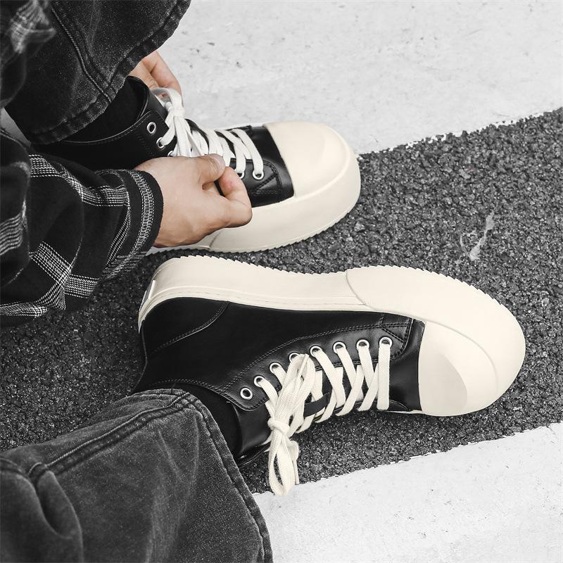 Černé boty na prkno PÁNSKÉ Prodyšné zvyšovací hvězda se silnou podrážkou se stejnou velkou hlavou Boty Derby Běžné kožené boty 55326-J