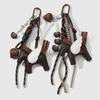 Handmade Brown PU Leather Horse Keychain Bag Charm Key Holder Stylish Animal Figure Keyring for Gift and HandBag Decors