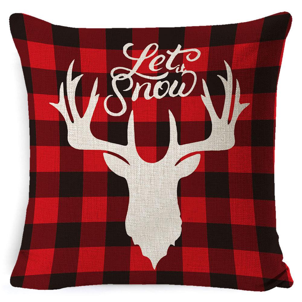 Christmas Celebration Pillow Elk Snowman Festive Cushion Cover Red Sofa Back Cushion Pillow Cover