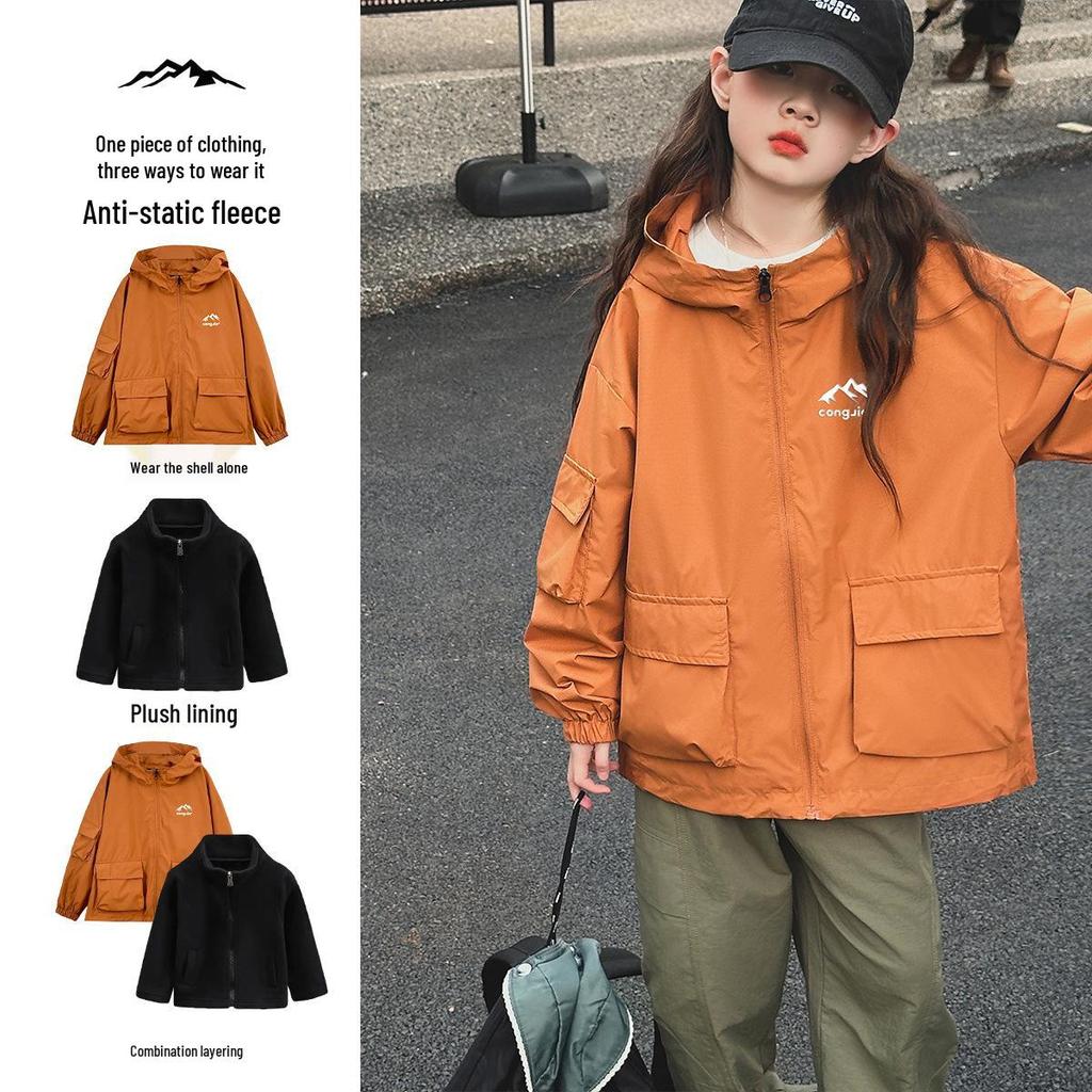 2024 Girls' Trendy Outdoor Windbreaker Jacket for Spring and Autumn