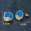 Hot Selling Gold Round Blue Leaf Earrings with Feminine Temperament Simple and Micro Inlaid Zircon