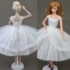 Pure White Doll Dresses Clothes Elegant Lady Evening Dress for Barbie Doll For 1/6 BJD Doll House Gift Doll Accessories