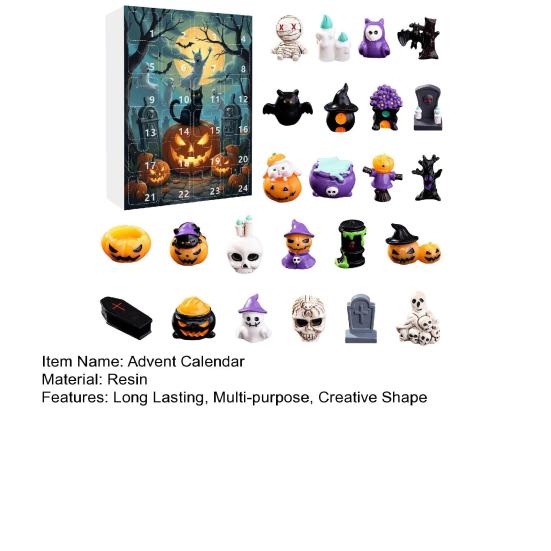 Halloween Countdown 24 Days Advent Calendar Mini Statues Multi-purpose Holiday Countdown Small Creepy Resin Figurines Set