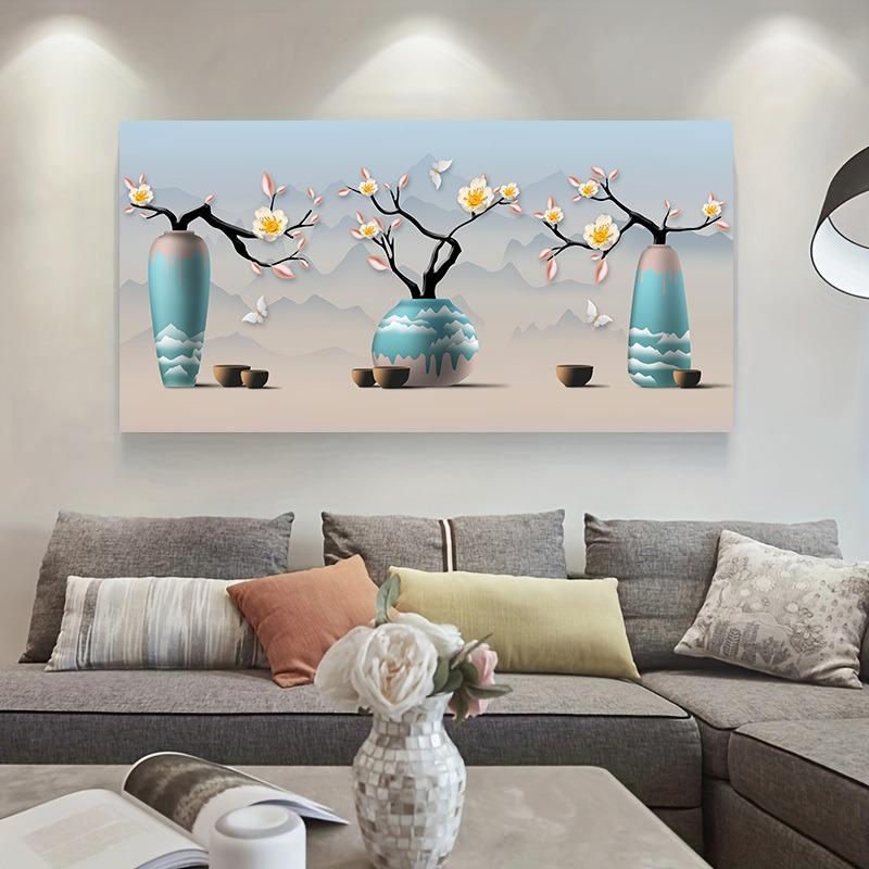 

White Flower Abstract Canvas Painting Light Luxury Wall Art Picture Poster and Prints for Living Room Home Decor 20x40cm NoFrame