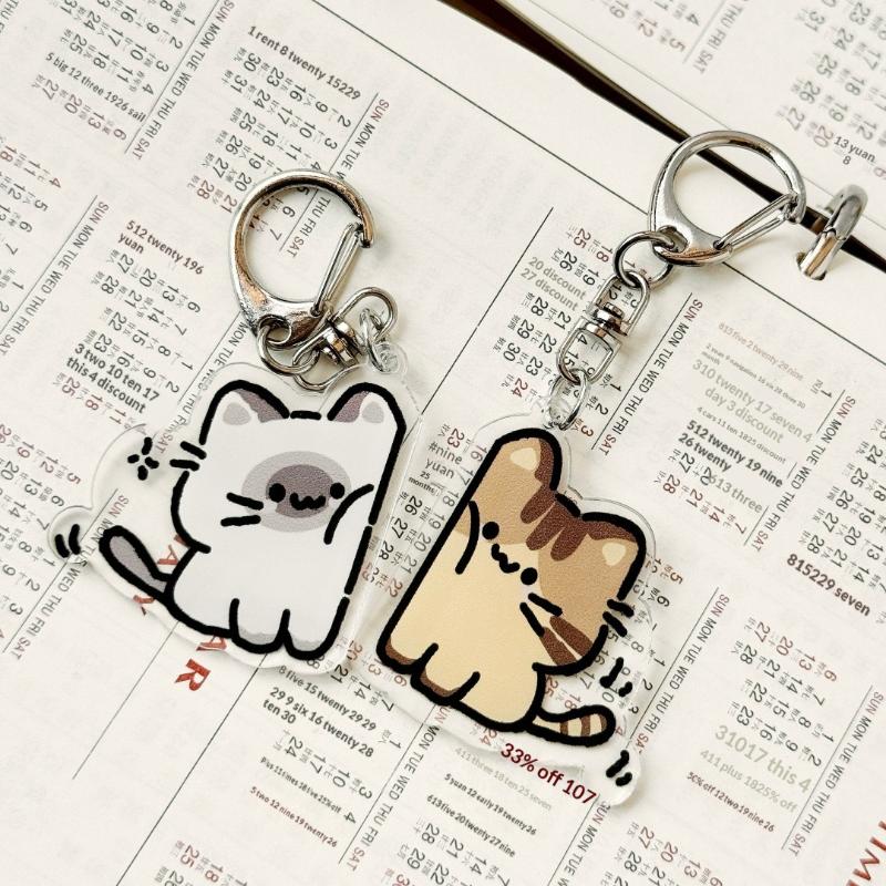 1Pair Cute Cat Keychain Pendant, Matching Couple Backpack Keychain