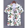 Hawaiian Beach Men's Short Sleeve Shirt with Plant Print Pattern Boy's Short Sleeve Lapel Casual
