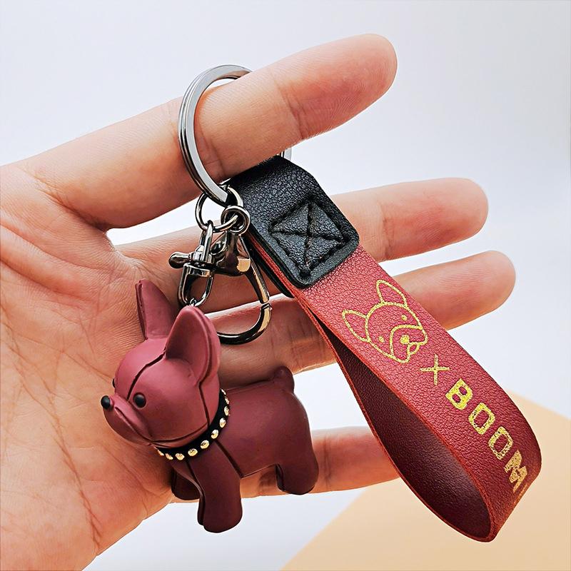 coach leather dog keychain
