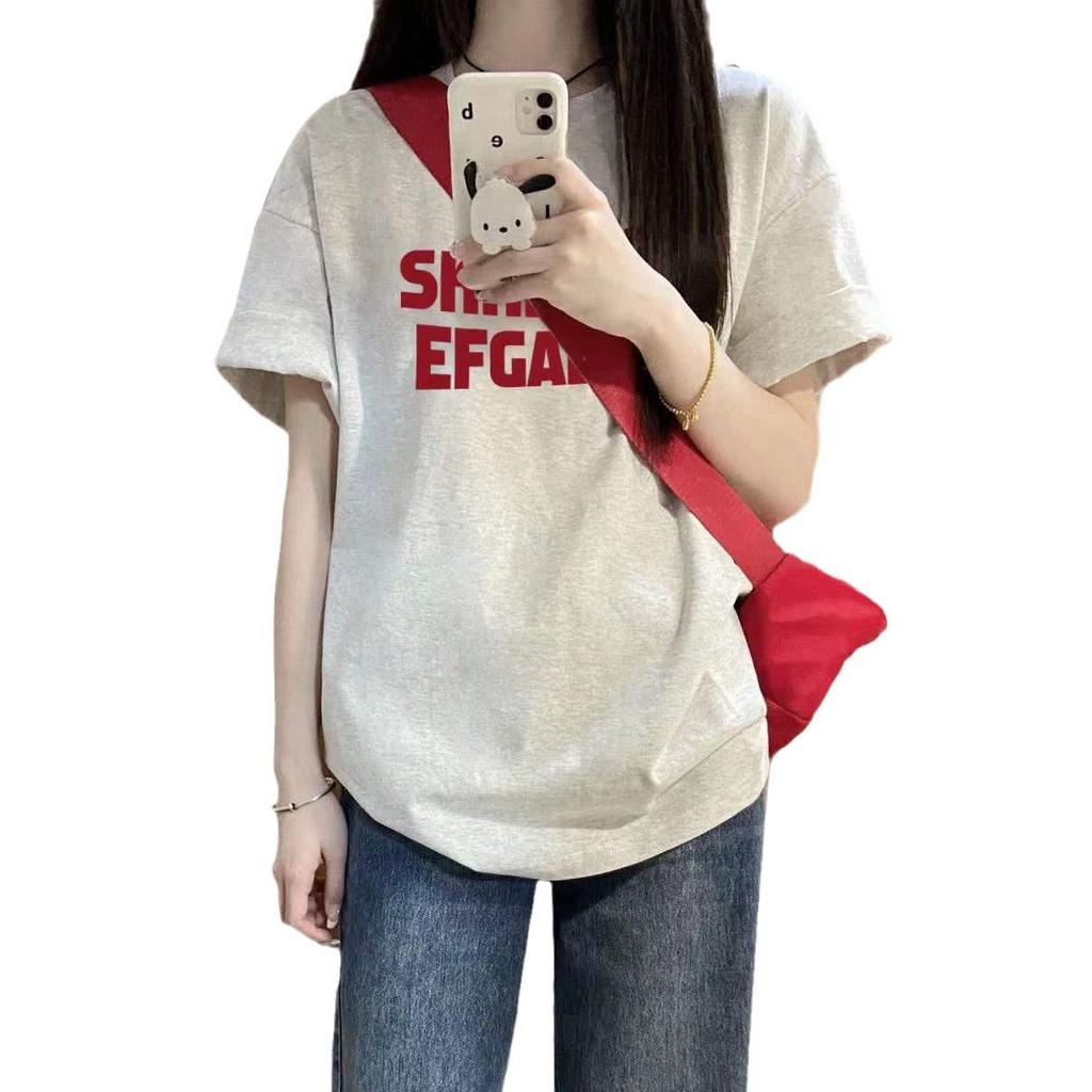 Trendy Letter Print 100% Heavy Cotton Loose Fit T-Shirt for Women