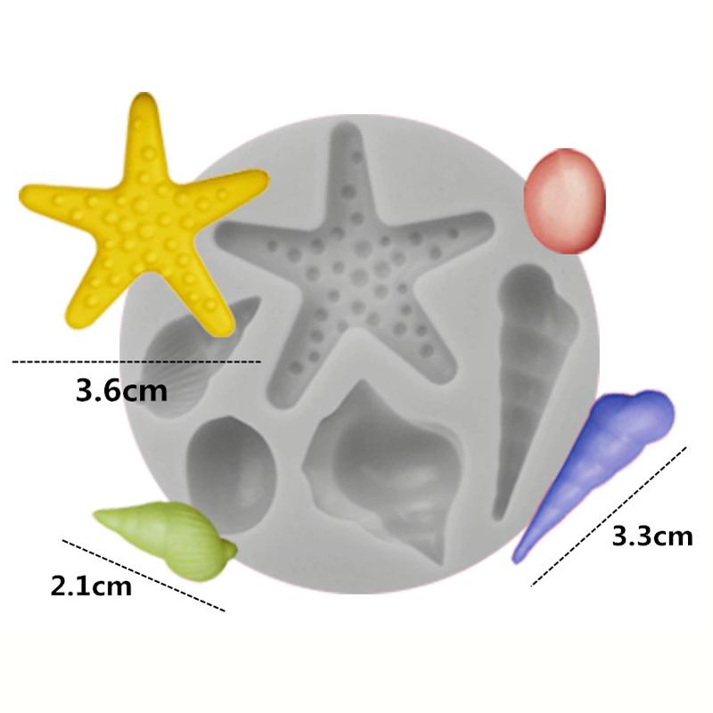 WTEMPO 6pcs Creative Ocean Starfish Coral Octopus Crab Conch Shaped Molds DIY Epoxy Resin Molds Set Silicone Molds for Clay Candle Crafts Making