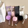 Phone Cases Samsung, Leather Patch Cat Ear Ring Holder Case with Plush Ball