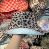 New bucket hat leopard print grid sun hat four seasons universal basin hat foreign gas hat double-sided can be brought