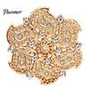 Decorative Lapel Pin Retro Rhinstone Flower Brooch for Women, Golden Plated Alloy Floral Vintage Pin, Clothing Jewelry Accessories Wedding Party Prom