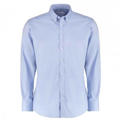 Kustom Kit Mens Oxford Stretch Slim Long-Sleeved Shirt