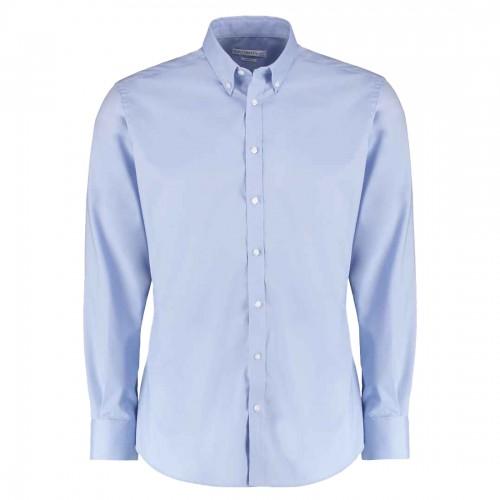 Kustom Kit Mens Oxford Stretch Slim Long-Sleeved Shirt