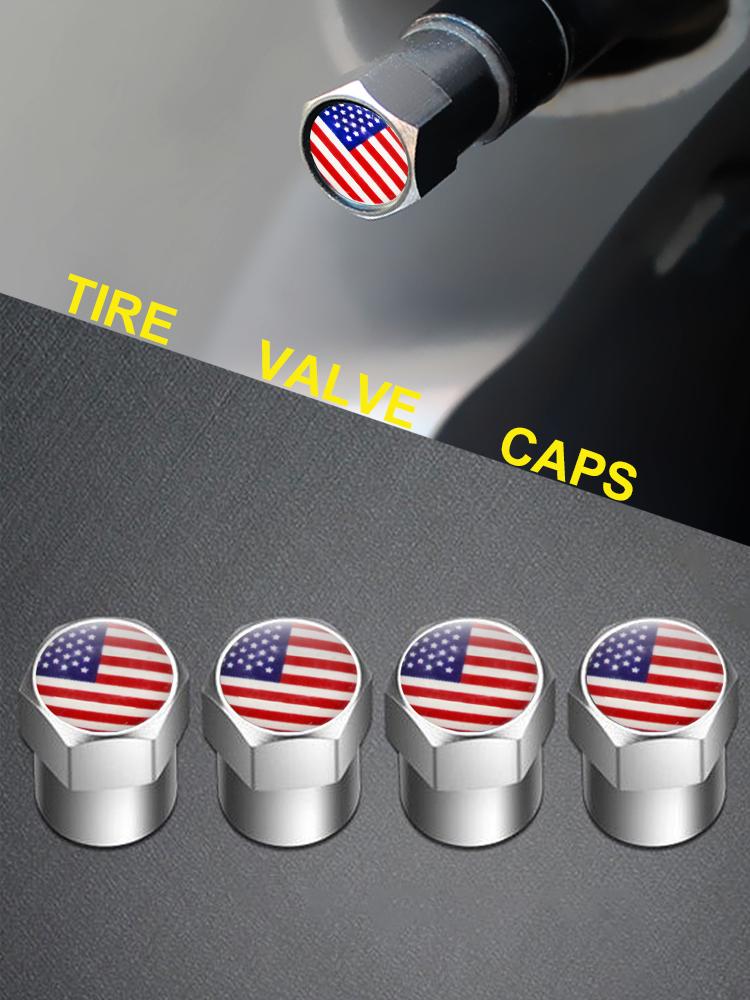 For Ford GMC Chevrolet 4PCS US Flag Car Wheel Air Cover Dust Proof For Chevy Cadillac Buick Car Air Valve Stem Caps
