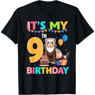 It's My 9th Birthday Ferret Lover 9 Year Old Bday Party T-Shirt