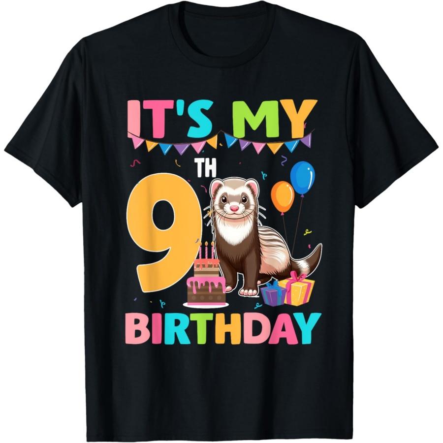 

It s My 9th Birthday Ferret Lover 9 Year Old Bday Party T-Shirt XXXXXL чорний