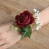 Suit Corsage Wedding Wristlet Band with Faux Pearl Embellished Simulated Roses Bride Groom Romantic Floral Accessories Prom Decoration
