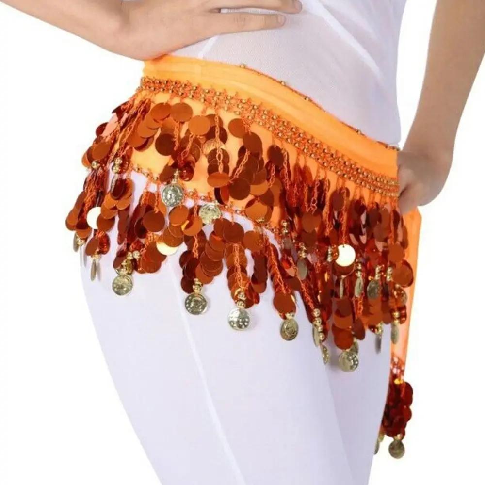 Thaïlande/Inde/Danseuse Arabe Jupe à Sequins et Franges Femmes Sexy Danse du Ventre Foulard de Hanche Ceinture Enroulable Jupe de Danseuse Costumes de Spectacle Féminins
