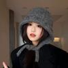 Plush Winter Knitted Hat Solid Color Warm Beanie Hat Fashion Ear Protection Hat  Girl