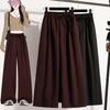 DIMANAF 2026 Autumn Winter Plus Size Long Pants Women Elastic Waist Loose Solid Casual Basic Trousers Pants Wide Leg Pants