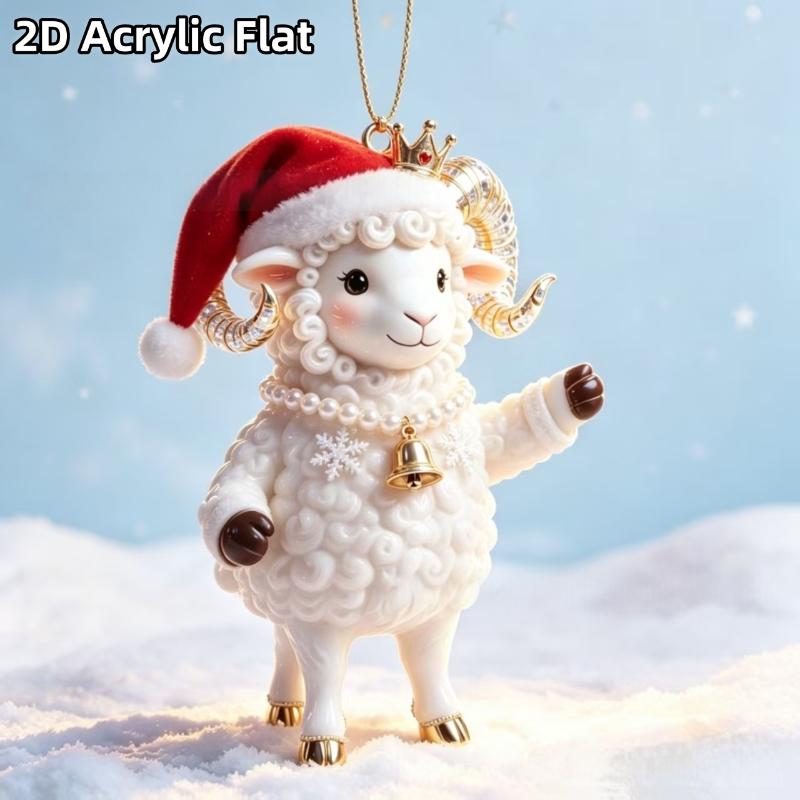 Shining Goat Hanging Ornament 2D Flat Artificial Rhinestone Animal Hanging Decoration Embossed Pattern Goat Bag Charm