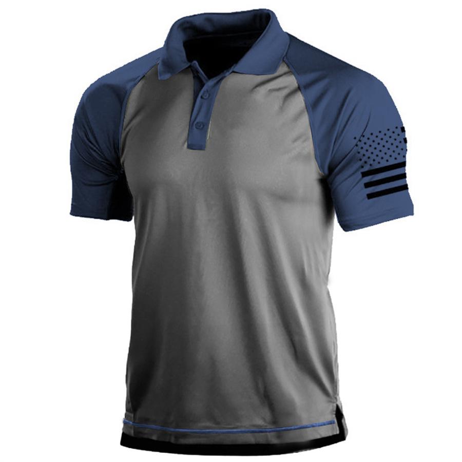 Maglietta POLO casual da uomo, colletto polo, cerniera, manica corta, moda, verde mimetico, uomo