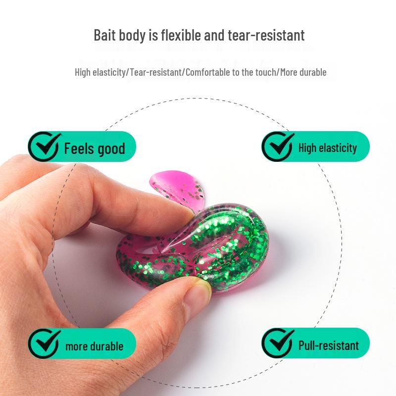 Locken: Zweiteiliger T-Schwanz Softbait für Mandarinfische, Kunstwurm mit hoher Dichte zum Meeresangeln.