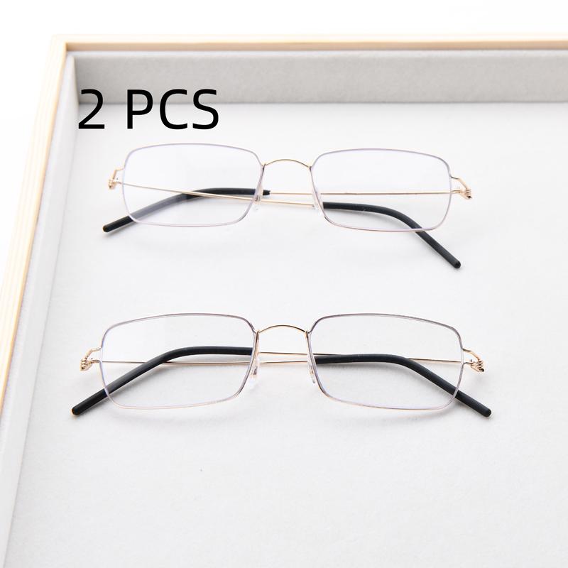 

2PCS Suit Men Business Reading Glasses Anti-Blue Light High Quality Light Square Full Frame Glasses For Men +400