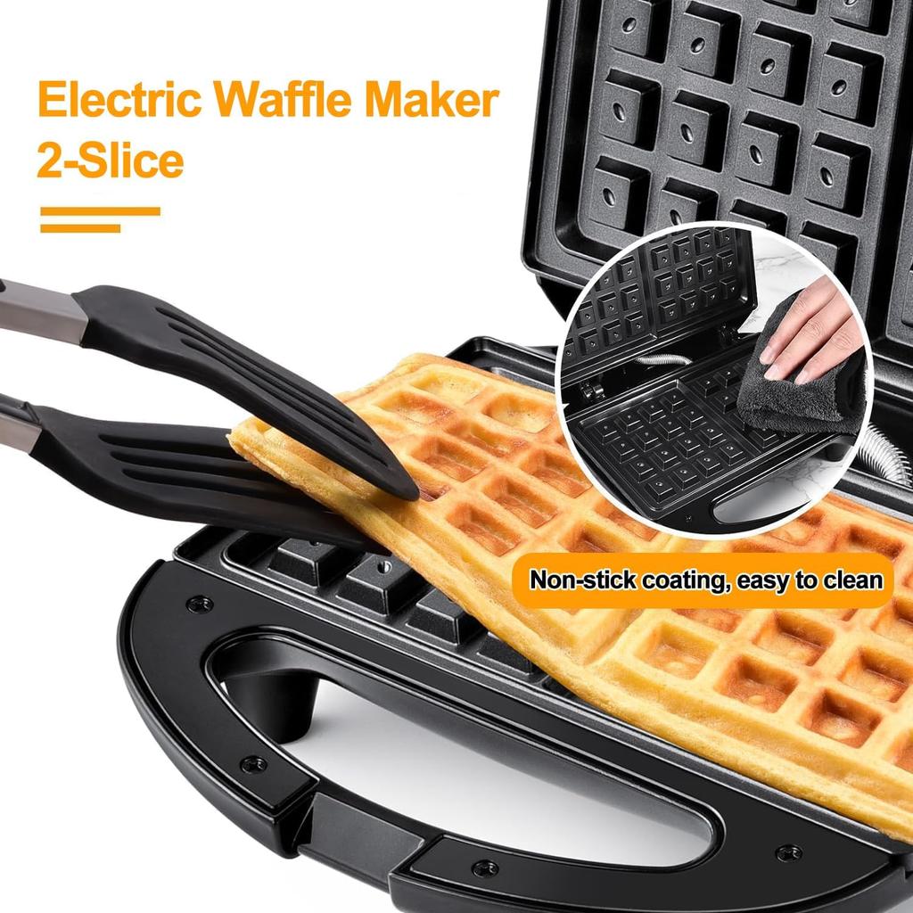 Waffle Maker, Dual Non-Stick Waffle Iron with Automatic Temperature Control, LED Indicator & Cool-Touch Handle, 750W, Easy To Clean Compact Waffle